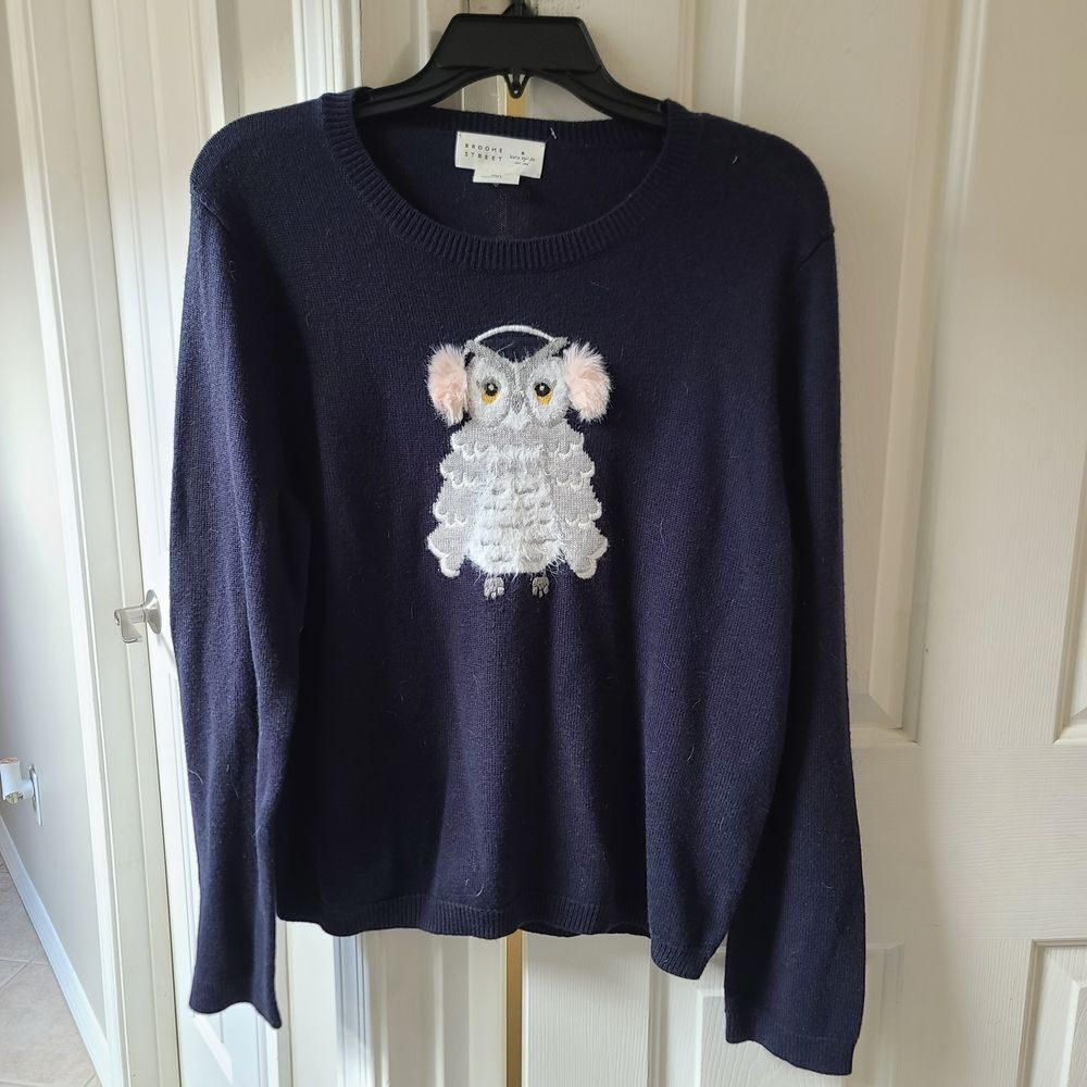 Kate Spade Broome Street Navy OWL Sweater